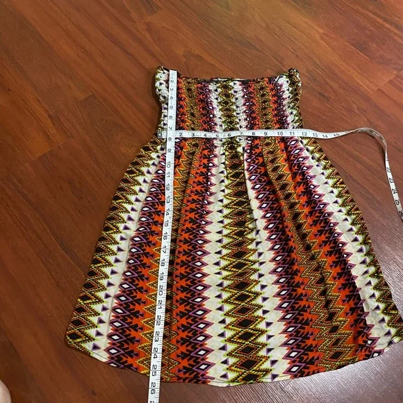 Angie tribal dress purple green black elastic waist smocked bodice size medium - Picture 5 of 8